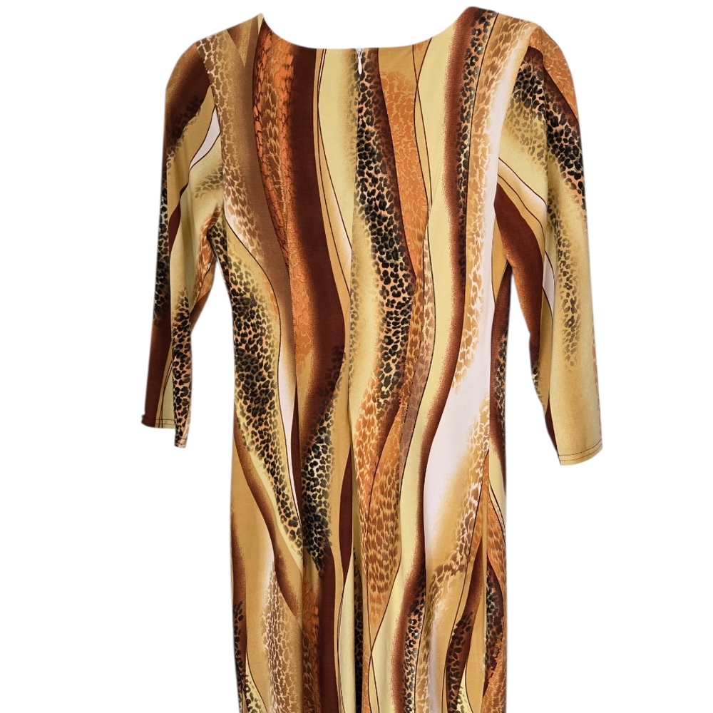 Michael Tyler Stylish Brown Patterned Dress Size Small - Picture 7 of 12